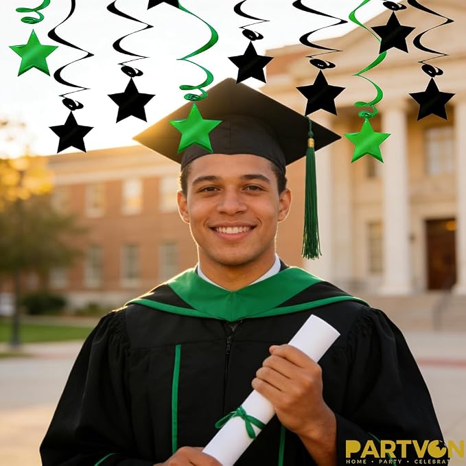 Green Black Hanging Swirl Decorations - Image 2