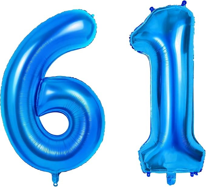 Number 61 Balloons for 61st Birthday Party Decorations, 0-100 Large No.61 by Joycard