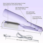 Beach Wave Curling Iron Deep Waver Hair Tool, Mermaid Hair Waver for Women Crimper, Anti-Scald, Dual Voltage, 1.4 Inch Ceramic Double Barrel Wavy Curling Iron, Purple