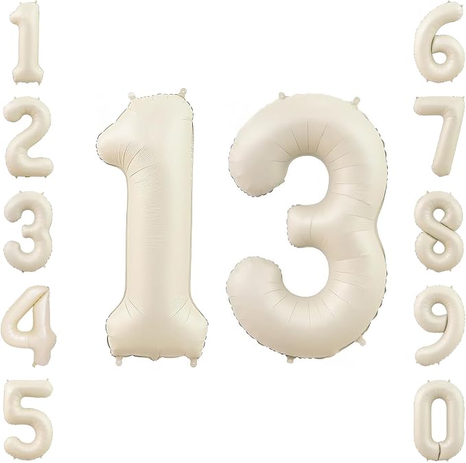 Cream Number 13 Balloon 40 Inch, Foil Numerals by Unknown
