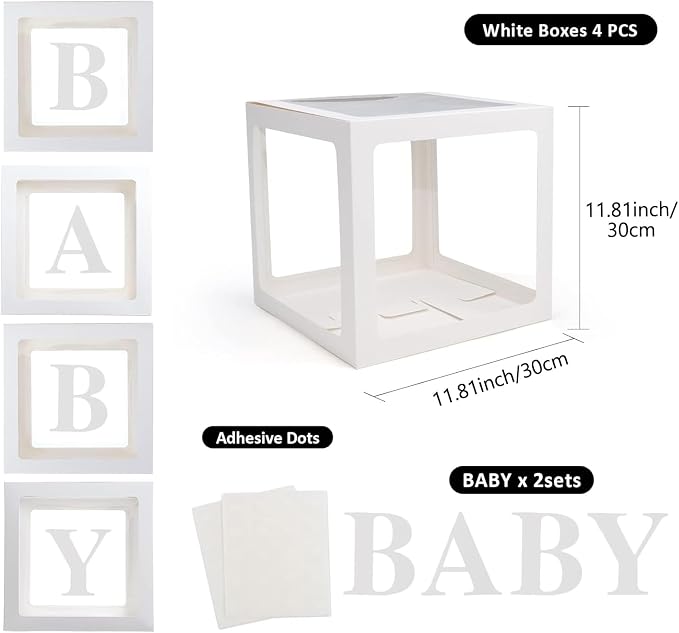Voircoloria Baby Boxes with Letters, 4 Transparent Balloon - Image 2