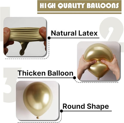 PartyWoo Metallic Gold Balloons 50pcs Chrome Gold Color 12 Inch | Balloons - Image 7