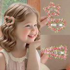 13PCS Mixed Floral Hair Clip Set - 3 Camellia Claws (Pink/Blue/White), 2 Pink-Green Tulle Clips, 6 Flower Barrettes (Heart/Star), 2 Pearl Mesh Clips, Claw Clip Accessories For women/girls