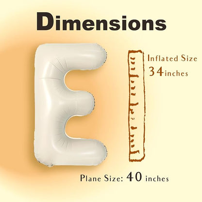 SUWEN 40 Inch Cream Large E Letter Balloons Big Foil Helium A-Z | Jumbo Mylar - Image 6