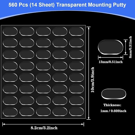 JANYUN 560 Pcs Adhesive Sticky Dots, Mounting Putty Clear Sticky Tack Tape | - Image 2