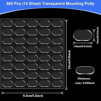 JANYUN 560 Pcs Adhesive Sticky Dots, Mounting Putty Clear Sticky Tack Tape | - Image 2