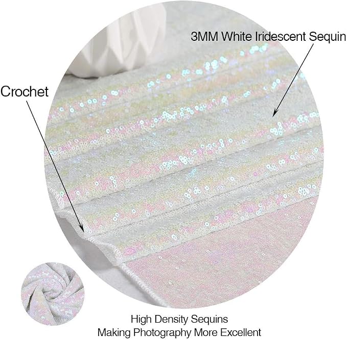 Eternal Beauty White Iridescent 3mm Sequin Backdrop 20x10 Ft - Image 7