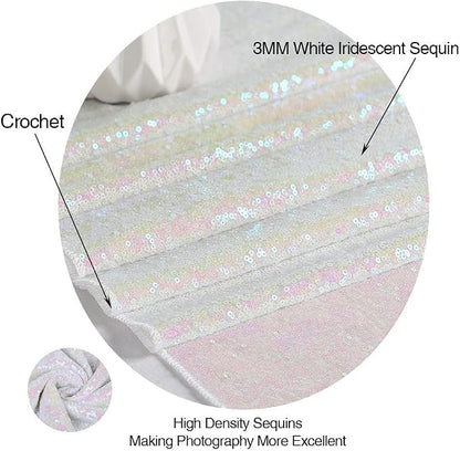 Eternal Beauty White Iridescent 3mm Sequin Backdrop 20x10 Ft - Image 7