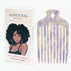 15N Professional Afro Hair Pick for Ultimate Curl Definition, Ideal for Men, Women, and Kids, Cellulose Acetate Long Tooth comb 6.3 inch(16cm)(White purple, 1 PACK)