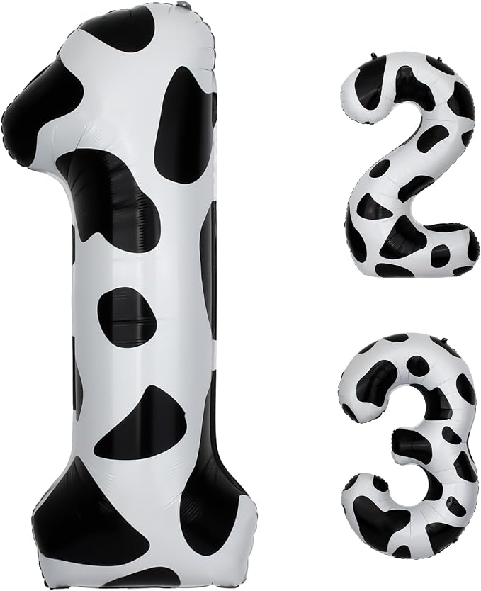 40 Inch Cow Print Number 1 Balloons, Birthday Party Aluminum Foil Balloon by AXBMM