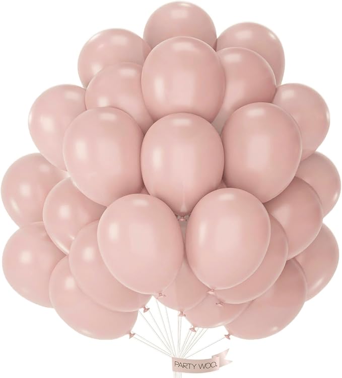 PartyWoo Dusty Pink Balloons 50pcs Lilac Pink Latex Helium Balloons 12 Inch | by PartyWoo