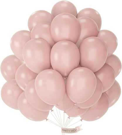 PartyWoo Dusty Pink Balloons 101pcs Lilac Pink Color 12 Inch | Balloons by PartyWoo