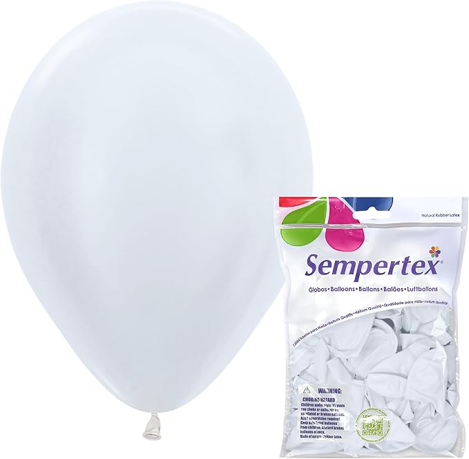Sempertex Pearl White Balloons, 11 Inch, vibrant color, by Sempertex