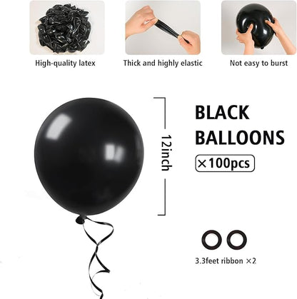 100pcs 12inch Black Balloons - Image 2