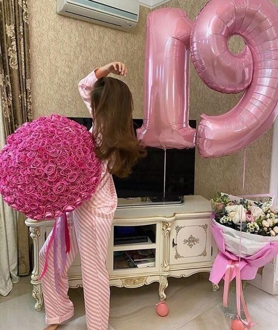 9 Balloon Numbers Birthday Decorations, 40In Pink Balloons - Image 2