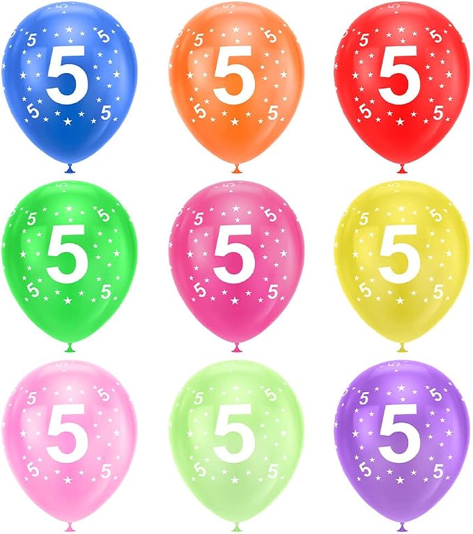 Ainiv 5th Birthday Balloons 18PCS, 12inch Numbers Printed Latex Balloons | 5th - Image 8
