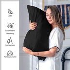 Mulberry Silk Pillowcase for Hair and Skin Pillow Case with Hidden Zipper Soft Breathable Smooth Cooling Silk Pillow Covers for Sleeping (Black, King（20"X 36"）)