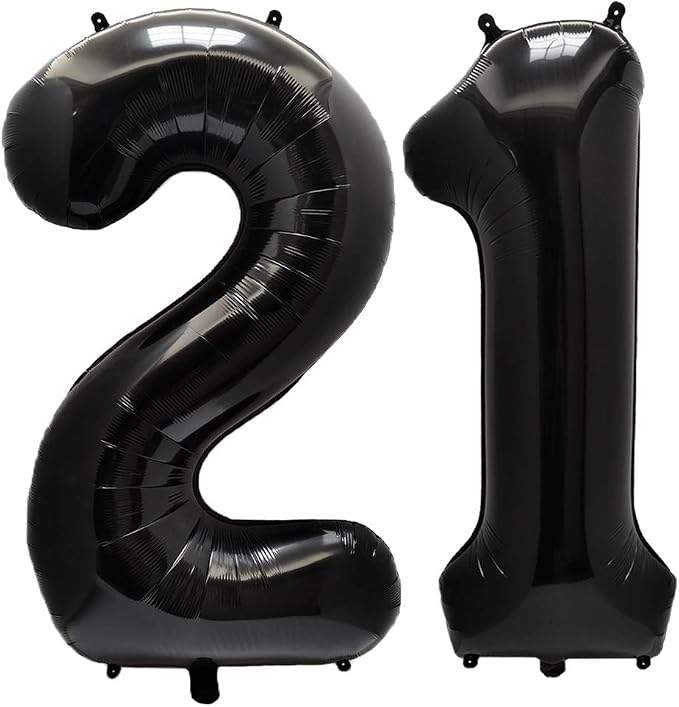AULE 40 Inch Black 21 Balloon Number Foil 0-9 Birthday Big Numbers | Birthday by AULE