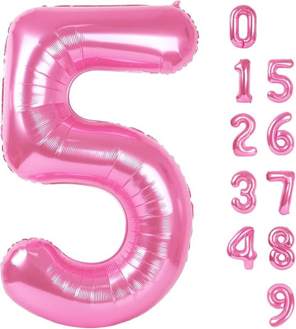 5 Balloon Number 40 Inch Pink Balloons by Mluchee