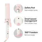 VODANA Professional GlamWave Ceramic Curling Iron, Natural Curls, Hair Curler, Curling Wand, Available in USA (Strawberry Cream, 1.4 inch)