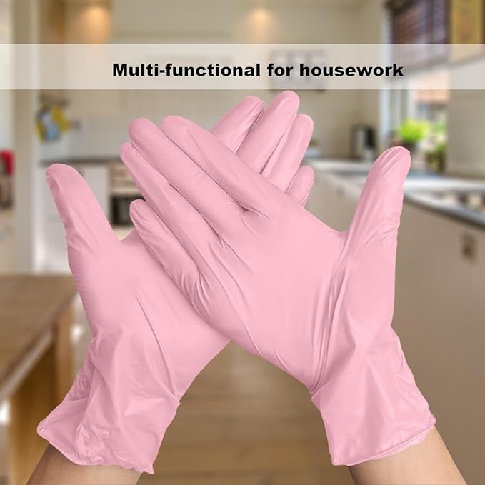 Disposable Gloves Large, Nitrile and Vinyl Blend Material Gloves, Latex Free 4 Mil 1000 Pc Food Grade Glove for Cleaning, Food Prep,Hair Dye,Tattoo, Pink
