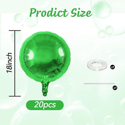 20PCS Green Round Shaped Balloons, 18 Inch Round Foil Balloon, Giant Round - Image 2
