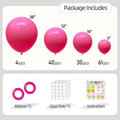 Hot Pink Balloons Different Sizes 135pcs 18 12 10 5 Inch Dark Pink Balloon Arch - Image 3