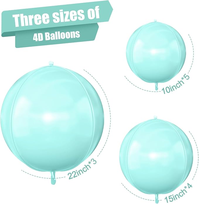 12Pcs Baby Blue Round Foil Balloons, Metallic Pastel Teal Blue Foil Balloon - Image 2