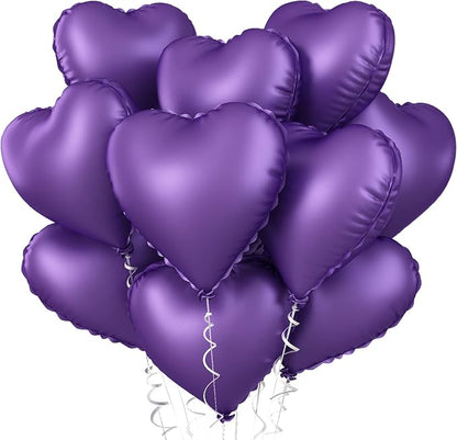 Purple Heart Balloon, 18inch Metallic Purple Heart Shape Foil Balloons by BIAPIAN