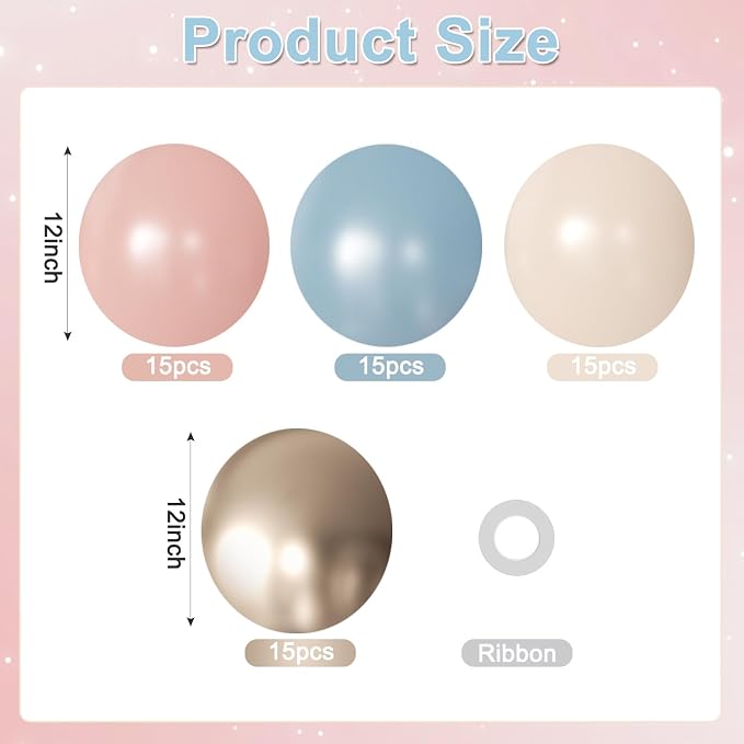 Gender Reveal Balloons for Boho Gender Reveal Baby Shower Decorations | 60Pcs - Image 2