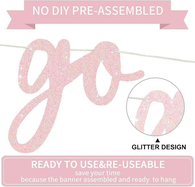 BEISHIDA Light Pink Pre-Strung Go Shawty It's Your Birthday Banner Decor | - Image 3
