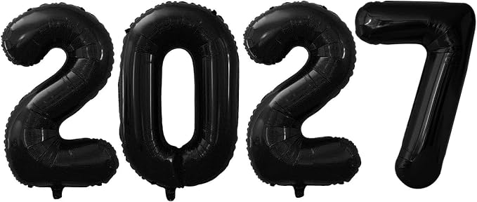 Black 2027 Foil Number Balloons by GOER