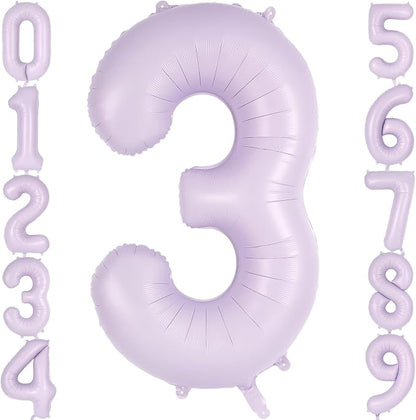 Light Purple Number 3 Balloon, 40 Inch Big Large Foil Helium Number Balloons by AIQINHU