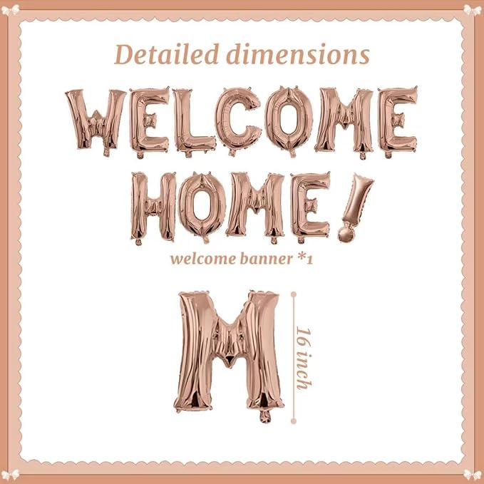 16 Inch Rose Gold Welcome Home Balloon Banner Balloon Foil Letter Balloon - Image 2