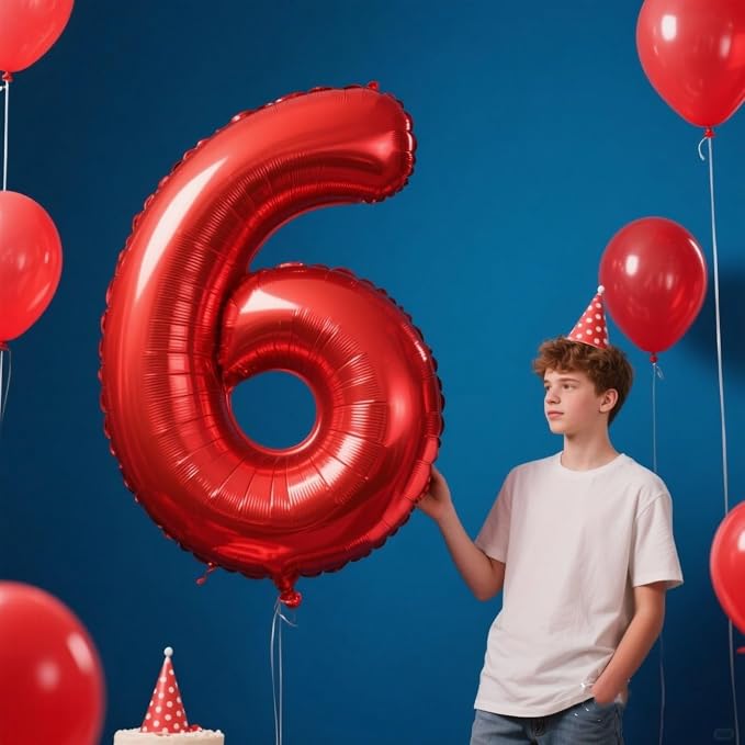 Number Balloons 6 Balloon 40 inch Red - Image 3