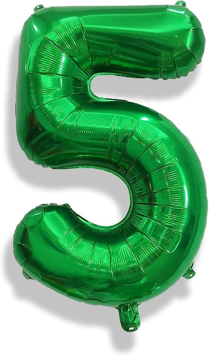40 Inch Dark Green 5 Number Balloons, Large Foil Self Inflating 5th Birthday - Image 8