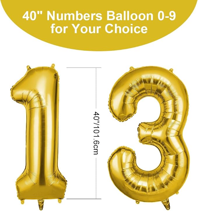 OFFCUP Helium Balloons, 40 Inches Number Balloons 13, Foil Balloons Birthday - Image 2