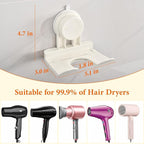 Universal Suction Cup Blow Dryer Holder,Hairdryer Holder For Bathroom Wall Mount,With Plug&Cord Organizer.Strong And Stable，Easy Installation Ideal for Bathroom And Cabinet Door(White)