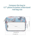 Narwey Small Makeup Bag for Purse Mini Cosmetic Bag Travel Makeup Pouch Zipper Pouch Cute Make up Bags with Compartments for Women Girls(Small, Aqua Flamingo)