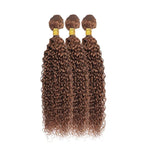 Light Brown Bundles Human Hair Color #30 Water Wave Bundle Niegmeag Brazilian Virgin Hair 3 Bundles 18 20 22 Inch Double Weft Light Brown Wet and Wavy Bundle