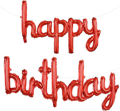 TONIFUL Red Happy Birthday Balloons Banner, 16 Inch Mylar Foil Script/Cursive by TONIFUL