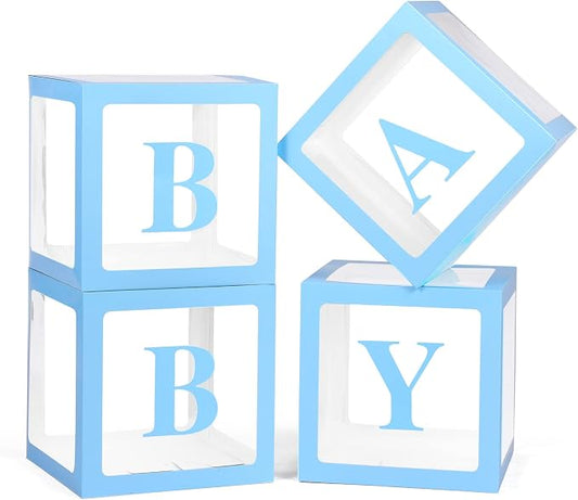 Voircoloria Baby Boxes with Letters, 4 Transparent Balloon Boxes | by Voircoloria