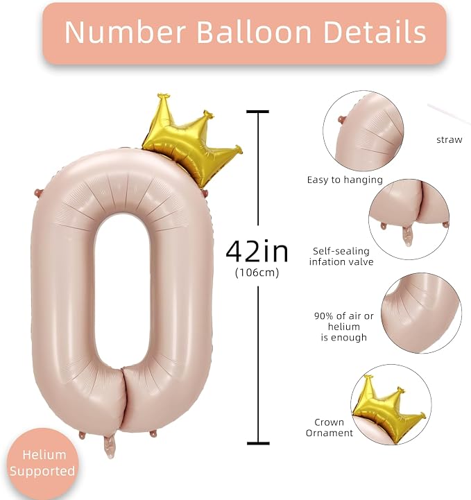 AULE 40 Inch Big Pink 0 Balloon Number - Image 2