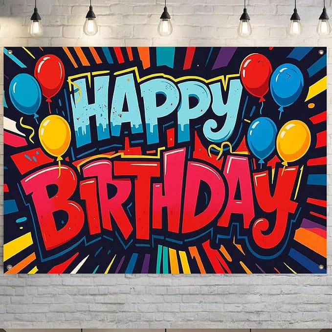 Happy Birthday Balloons Banner 71x43 Inch, Large Birthday Party Backdrop - Image 5