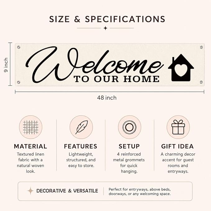 Welcome Banner Decor for Home, Rustic Wall Decor for Entryway, Welcome To Our - Image 6