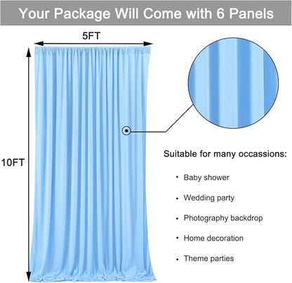 30ft x 10ft Baby Blue Backdrop Curtains - Image 6