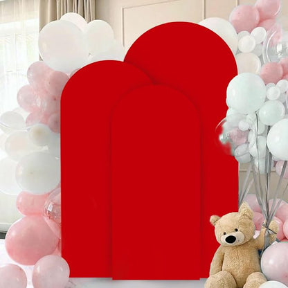 FANPROMS Arch Covers Set of 3 Red Arch Cover 5FT 6FT 7FT Fitted Spandex Arch - Image 6