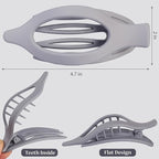 Flat Hair Clip 6 pcs Lay Down Claw Clips Hair Accessories for Women -Grey