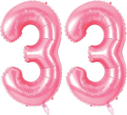 Number 33 Balloons for 33rd Birthday Party Decorations, 0-100 Large No.33 by Joycard