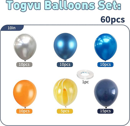 60Pcs Balloons Orange Blue, Outer Space Party Balloons Set, Graduation - Image 2